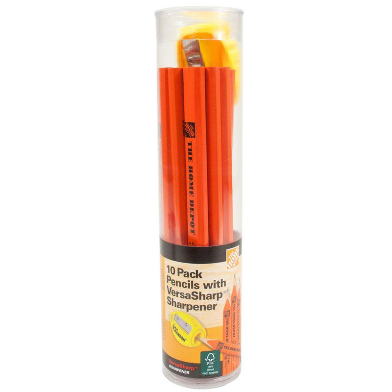 Carpenter Pencils (10-Pack) with Sharpener